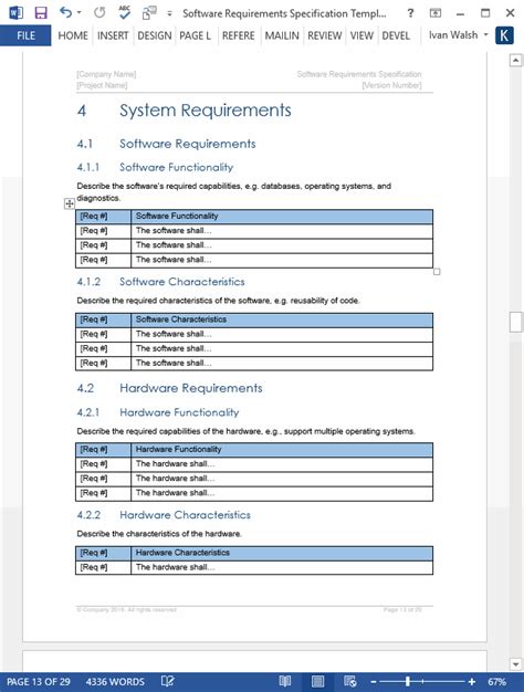 How to make srs for your project with examples. Software Requirements Specification Template (MS Word ...