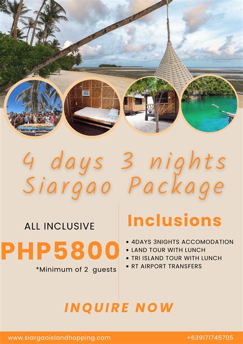 Siargao 4 Days 3 Nights All In Package For 2 Pax