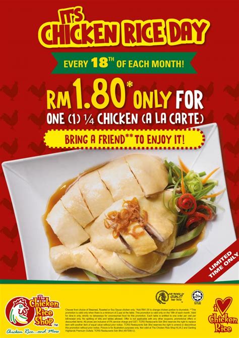 But having a plate of chicken rice in a comfortable restaurant environment can be a drawing factor for the chicken rice shop. The Chicken Rice Shop Chicken Rice Day RM1.80 Only for 1/4 ...