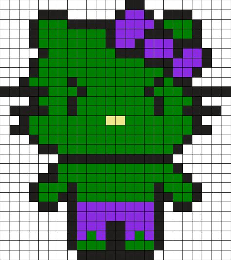 Hello Kitty Green Hulk Perler Bead Pattern Bead Sprite Pony Bead