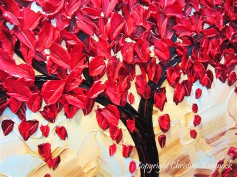 Custom Original Art Abstract Painting Red Tree Of Life Modern Textured