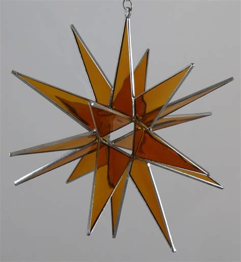 3d Hanging Stained Glass Moravian Star Christmas Star Ornament Amber