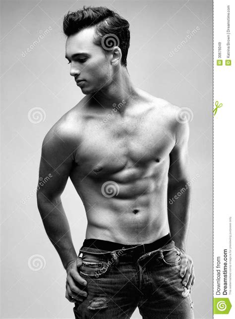 Male Model Posing Without Shirt Stock Image Image Of