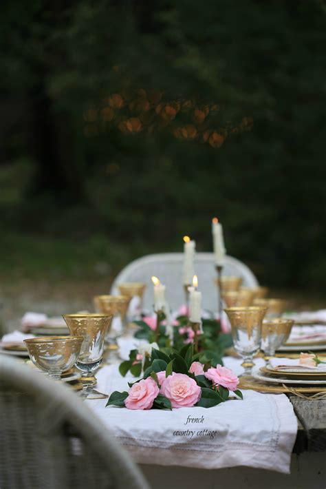 Silhouette of a romantic table setting for two. Simple Elegant table setting for spring - FRENCH COUNTRY ...