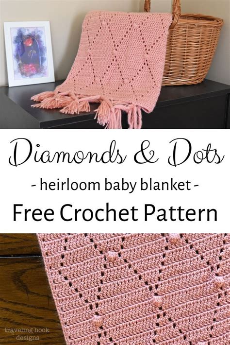 Diamonds And Dots Baby Blanket Crochet Pattern Traveling Hook Creative