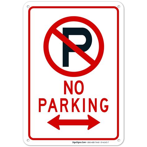 No Parking With Symbol Sign With Two Way Arrow