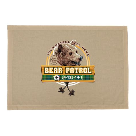 Wood Badge Realistic Bear Critter Patrol Flag