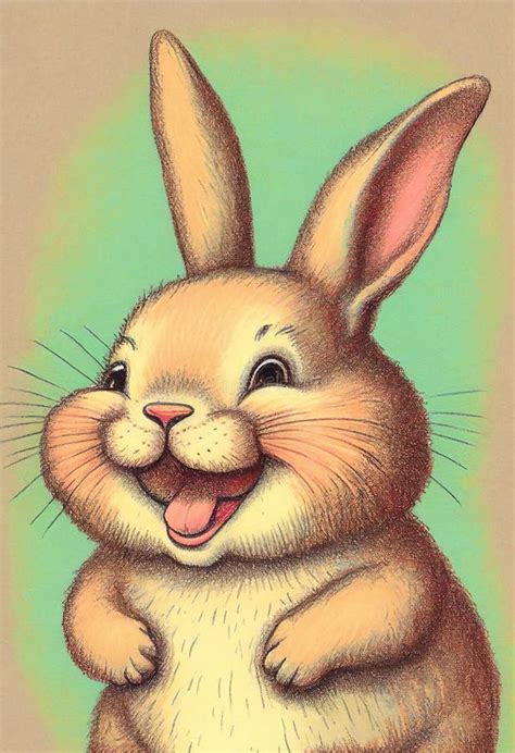 Cute Baby Smiling Bunny Rabbit Cartoon Stock Illustration