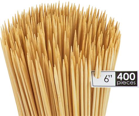 DecorRack Natural Bamboo Skewer Sticks 400 Pack of 6 inch Organic ...