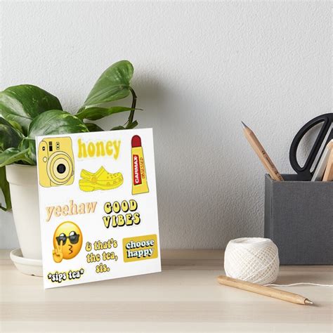 Yellow VSCO Aesthetic Sticker Pack Art Board Print By Shauna220