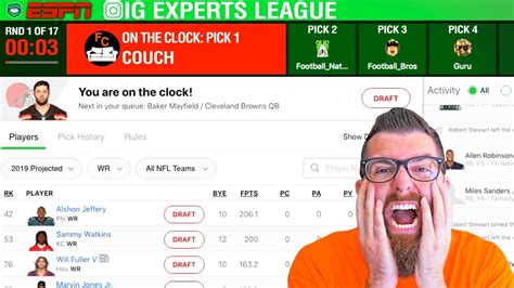 You can check to see which player would optimize if you're in the middle of a tough fantasy football season, get some insight with the help of an espn+ subscription. ESPN Fantasy Football Draft 2019 (IG Experts League) - YouTube