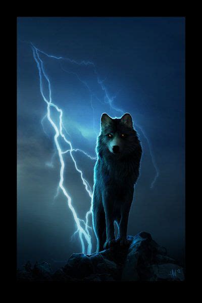 Wolf With Lightning Anime Wolf Wolf Artwork Wolf Pictures