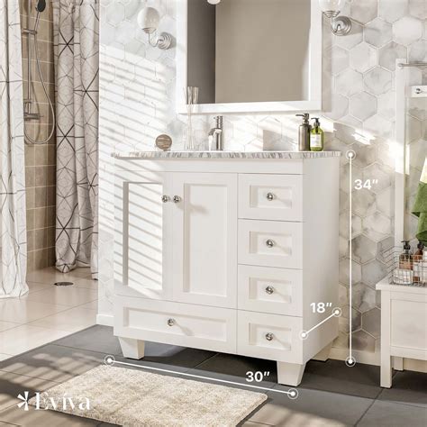 Eviva Happy 30 X 18 Transitional White Bathroom Vanity With White