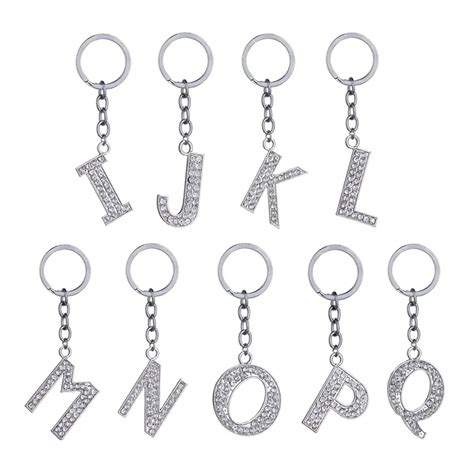 26 English Letters A Z Alphabet Keychains Car Bag Crystal Rhinestones Alloy Name Keychains