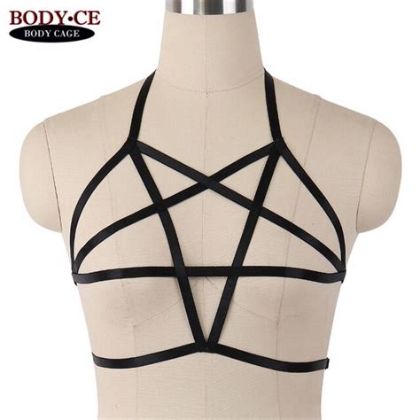 buy body cage 10pcs pentagram harness bra sexy bondage harness black elastic
