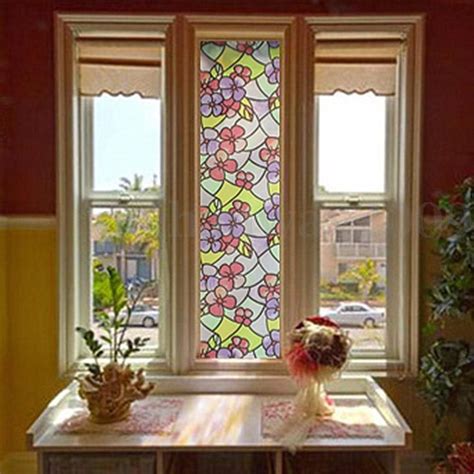 Pvc Flowers Frosted Stained Glass Window Film Sticker Self Adhesive Home Privacy Stained Glass