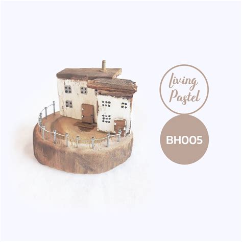 Little Handmade Wooden Cottages And Houses On Wood Slice Etsy