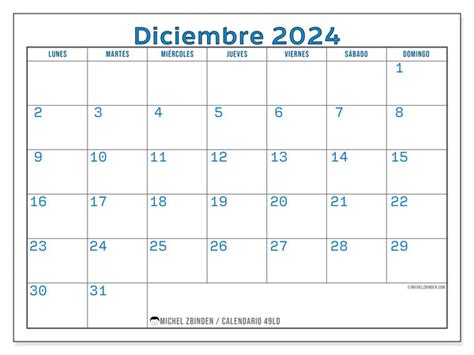 Calendario Diciembre 2024 49LD Michel Zbinden PA