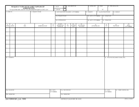 Da Form 581 Fill Out Sign Online And Download Fillable Pdf