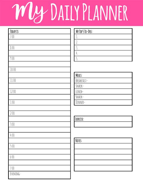 Printables Daily Planner Printable Planner Printables Free To Do Photos