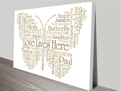 Bespoke Butterfly Word Cloud Wall Art Canvas Prints And Framed Pictures