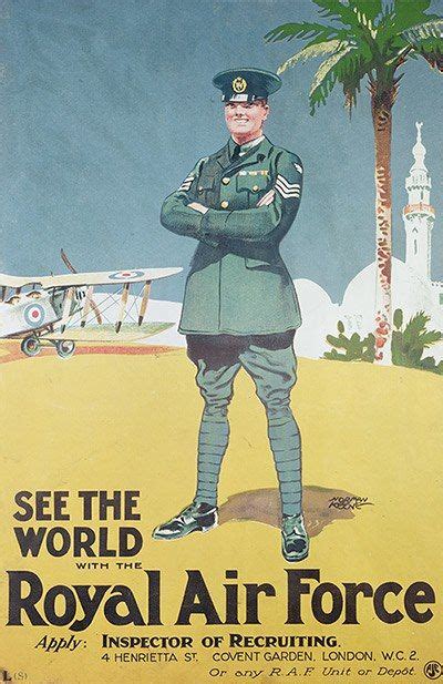 Raf Recruitment Poster C 1920 Royal Air Force Military Poster Air