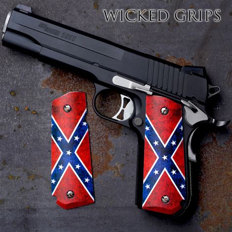Sig Sauer 1911 Fastback Pistol Grips Dixie Flag Wicked Grips Custom