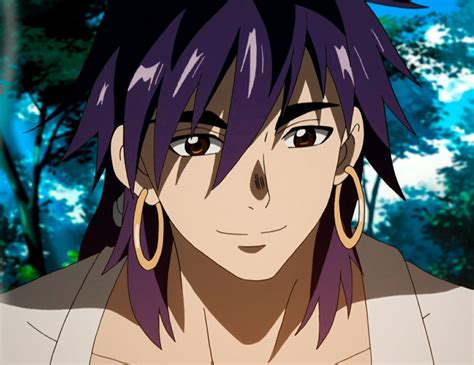 An Anime Character With Purple Hair And Piercings On His Ears Looking
