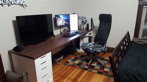 My ikea desk setup for a modern and minimalist home office desk in 2021. Ikea Countertop Desk 98 inches! : battlestations