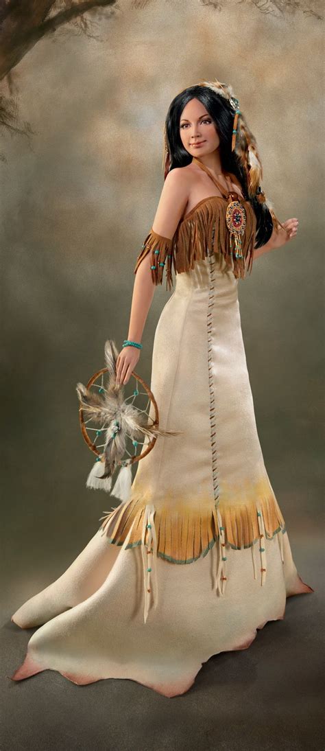 Handcrafted Porcelain Bride Wears Intricately Tailored Faux Buckskin Gown With Beading A