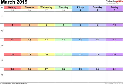 Calendar March 2019 Uk Bank Holidays Excelpdfword Templates