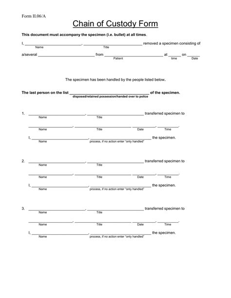 Free Printable Chain Of Custody Form Printable Forms Free Online