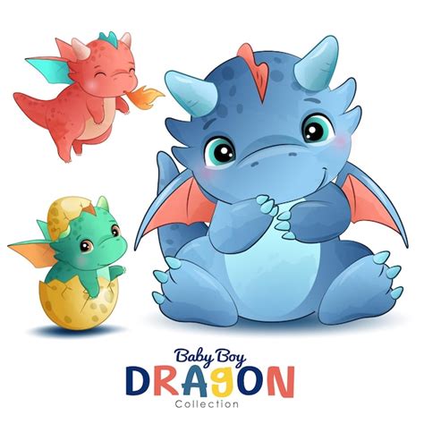 Una Ilustración De Dibujos Animados De Un Bebé Dragón Con Un Bebé