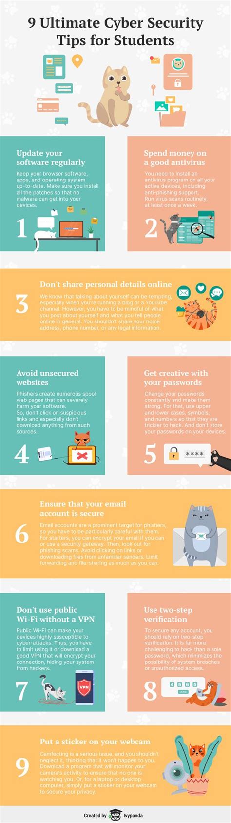 9 Cyber Security Tips For Students Infographic Security Tips Cyber