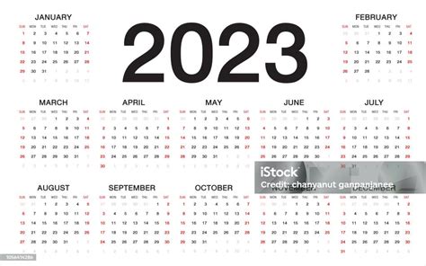 Kalender 2023 Veckan Börjar Från Söndag Business Mall Vektorgrafik Och