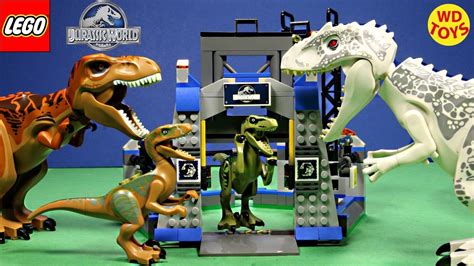 New Lego Jurassic World Raptor Escape Set Vs Indominus Rex Speed Build Unboxing 75920 Youtube