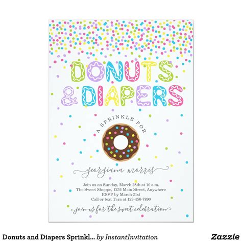 Donuts And Diapers Sprinkle Baby Shower Invitation