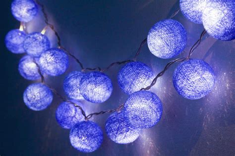 35 Led Bulbs Toeareg Blue Fairy Light Cotton Ball String Etsy