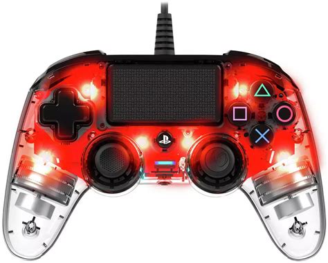 Nacon Wired PS4 Controller - Clear Red - Exotique