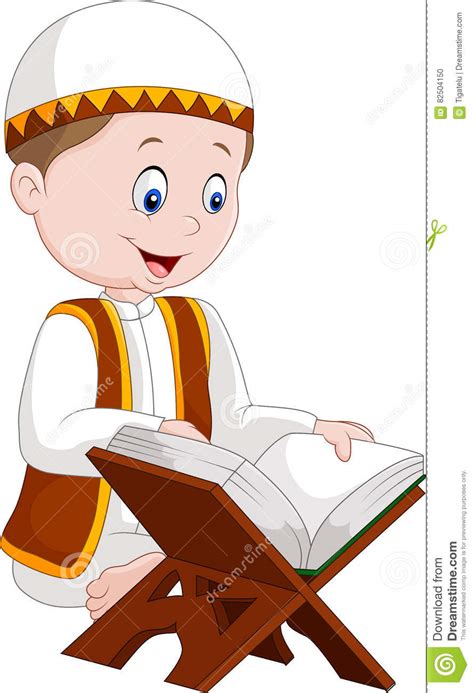 Cartoon Boy Reading Quran Stock Vector Illustration Of East 82504150