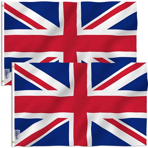 Anley Pack Of 2 Fly Breeze 3x5 Foot United Kingdom Uk Flag Vivid