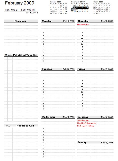 Weekly Planner Template Free Printable Weekly Planner For Excel