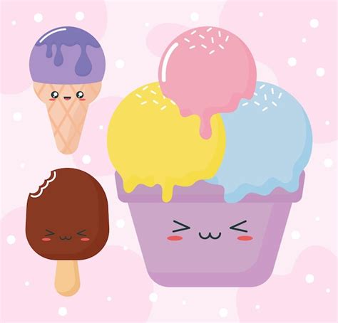 Premium Vector Kawaii Ice Cream Design