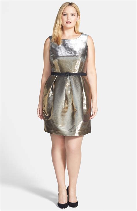 Eliza J Belted Metallic Tulip Dress Plus Size Nordstrom