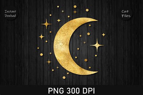 Glossy Gold Foil Moon Clipart Graphic By Rizu Designs · Creative Fabrica
