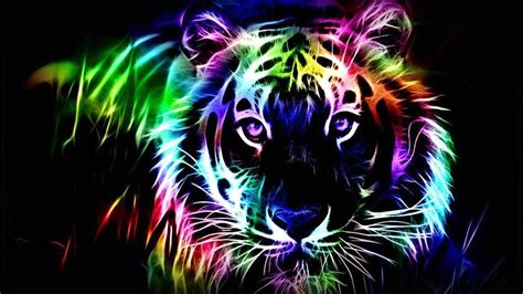 Colorful Neon Tiger Image Black Background Hd Neon Wallpapers Hd