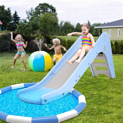 Big Folding Large Slides for kids with Basketball Hoop, Easy Climb