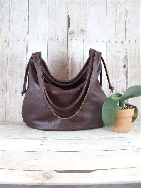 Large Leather Hobo Bag Slouchy Brown Leather Purse Brown Leather Purses