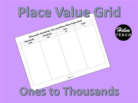 Place Value Grid From Ones To Thousands Teaching Resources