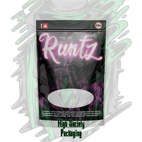 Runtz Mylar Bag Sticker High Society Packaging